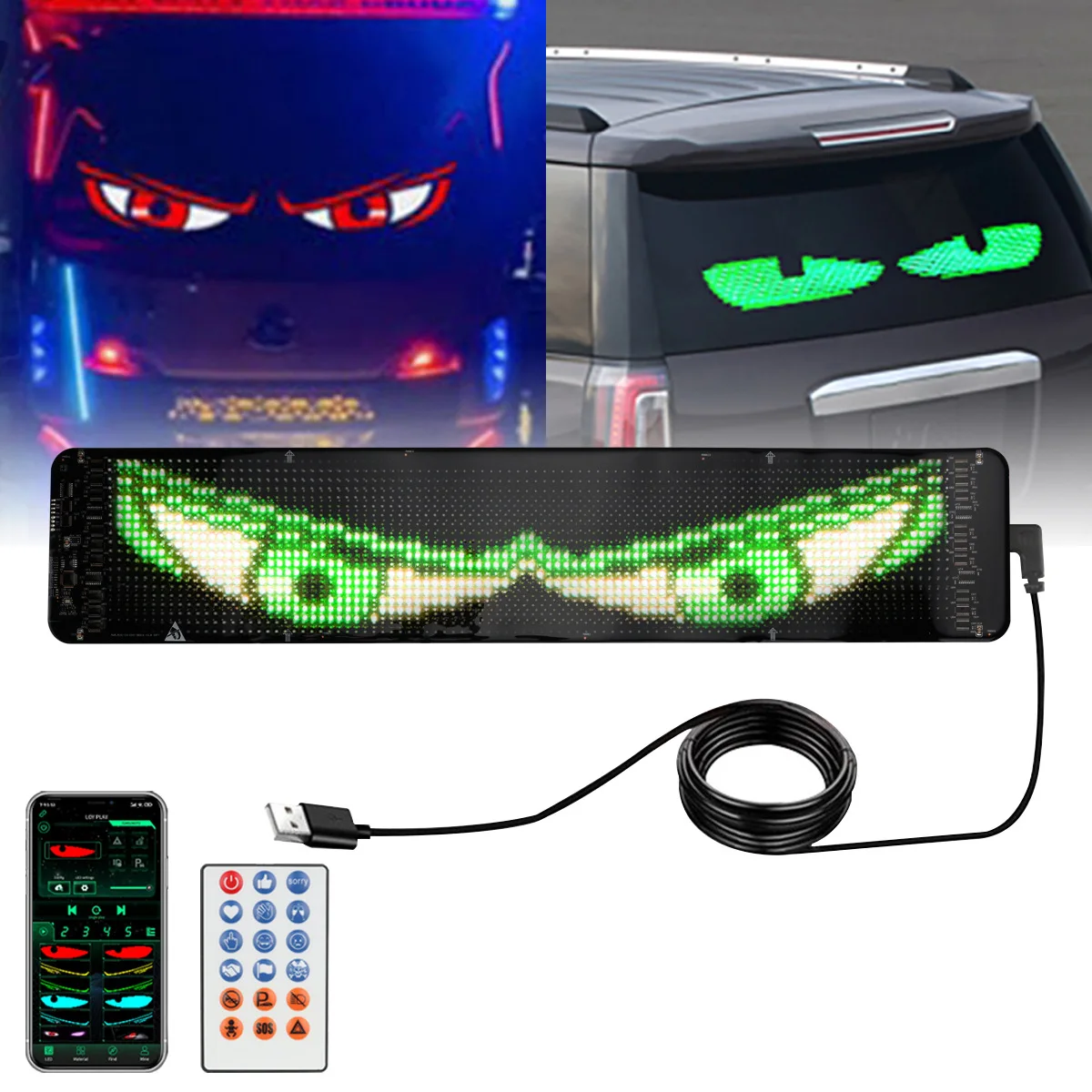 Truck Car Devil Eye LED Pixel Panel Light Remote Control Soft Foldable Lighting Scrolling For Board Windshield 12V
Truck Car Devil Eye LED Pixel Panel Light Remote Control Soft Foldable Lighting Scrolling For Board Windshield 12V