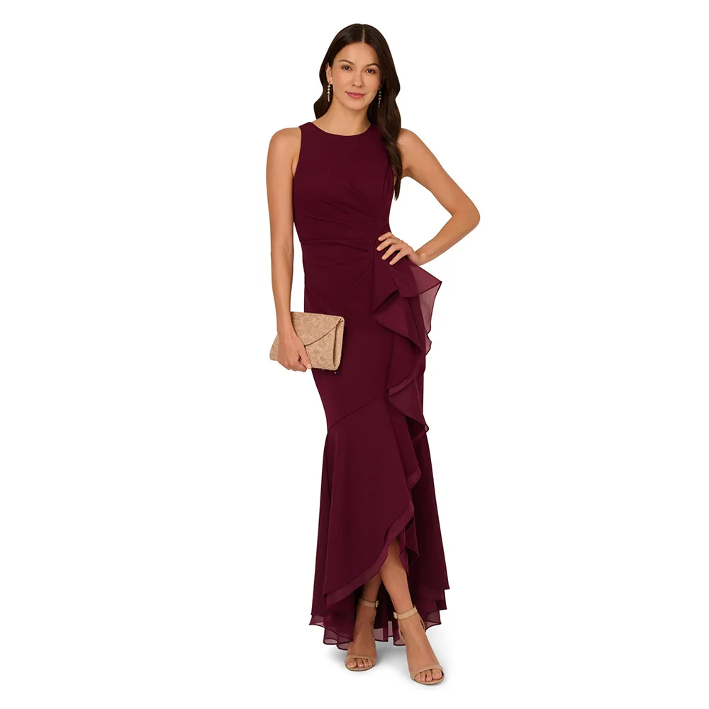 Customized Exquisite Evenings Women's Ruffle Crepe Halter O Neck Gown High Low Elegant Mother of The Bride Dress 2025
Customized Exquisite Evenings Women's Ruffle Crepe Halter O Neck Gown High Low Elegant Mother of The Bride Dress 2025