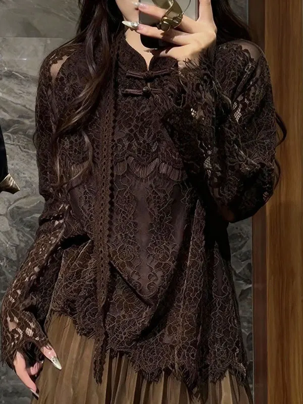 Trendy Chinese Style Fleece Lined Lace Blouse Women's Fashionable Button up Top Winter New Arrival Versatile plus Size
Trendy Chinese Style Fleece Lined Lace Blouse Women's Fashionable Button up Top Winter New Arrival Versatile plus Size