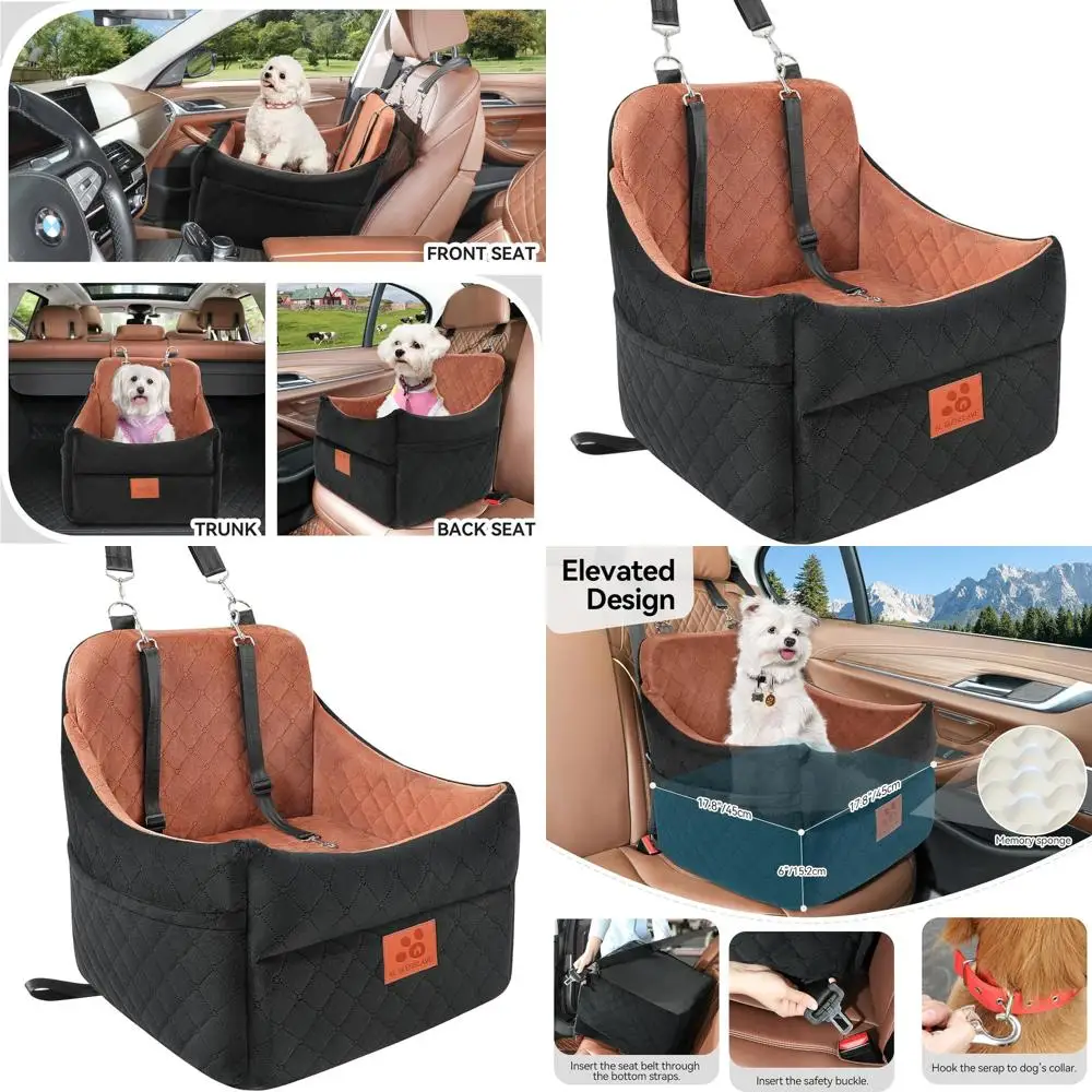 Pet Car Seat with Cushion for Dogs up to 35 lbs, Washable & Detachable, Safety Belts Included (Black/Brown)
Pet Car Seat with Cushion for Dogs up to 35 lbs, Washable & Detachable, Safety Belts Included (Black/Brown)