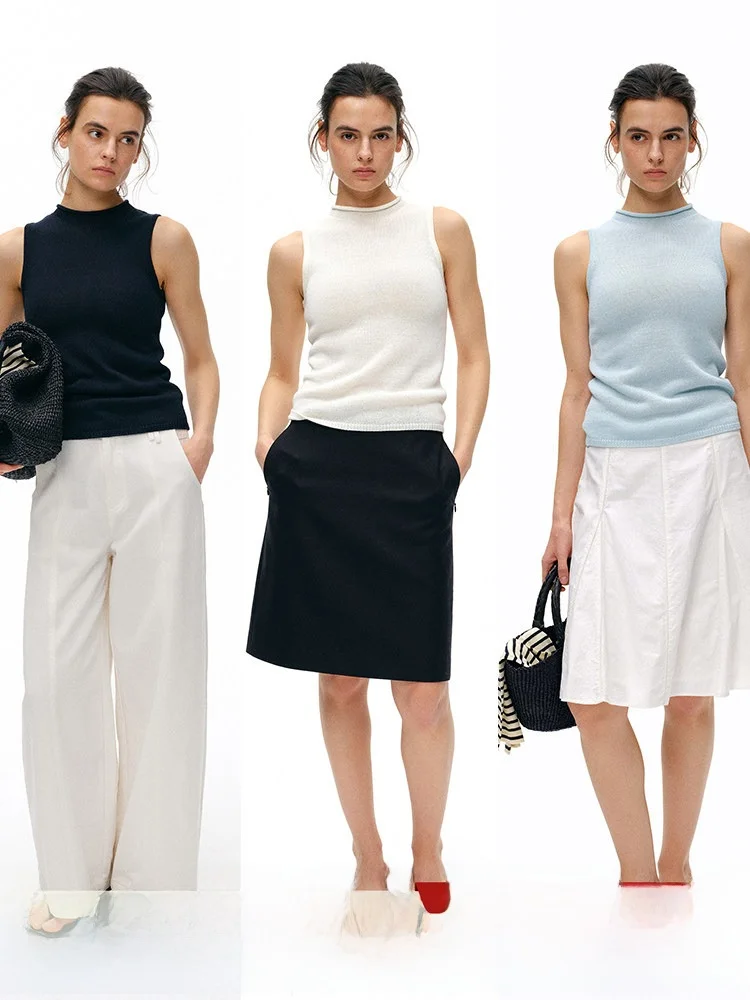 Pure Color Half Collar Woolen Knitted Vest Women's Sleeveless Simple Outerwear High-End Slim Fit Summer Top Commute Style
Pure Color Half Collar Woolen Knitted Vest Women's Sleeveless Simple Outerwear High-End Slim Fit Summer Top Commute Style