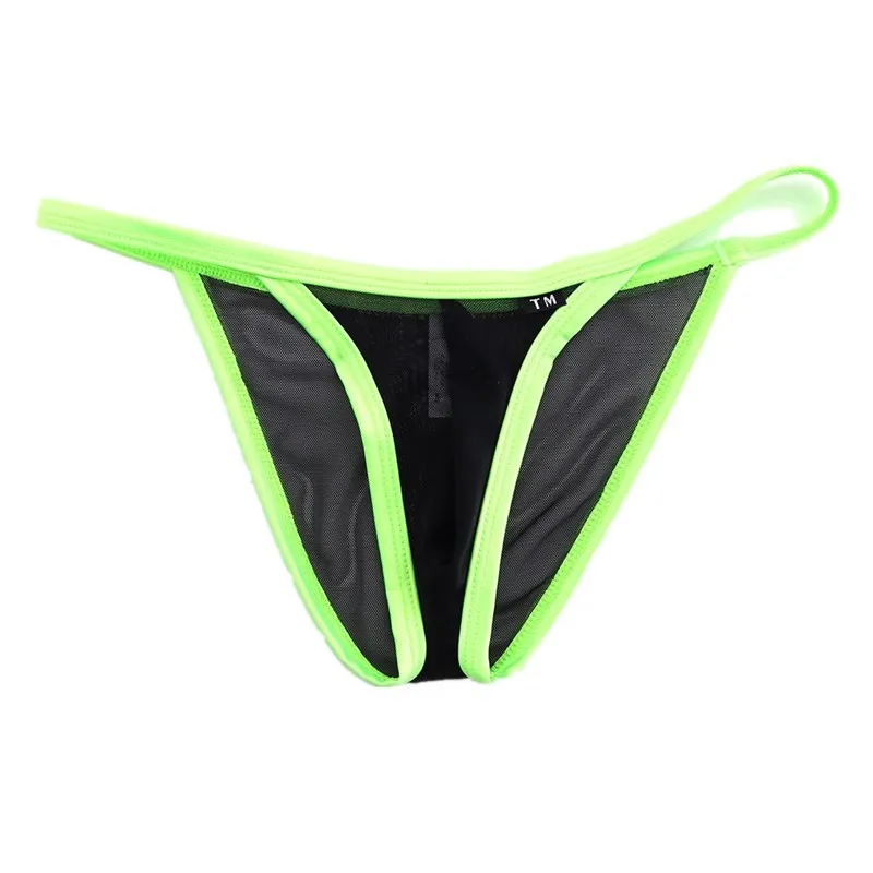 Men's Mesh Bikini Briefs, Fluorescent Green Trim Low Rise U-Pouch High Elastic See Through Sexy Male Underwear
Men's Mesh Bikini Briefs, Fluorescent Green Trim Low Rise U-Pouch High Elastic See Through Sexy Male Underwear