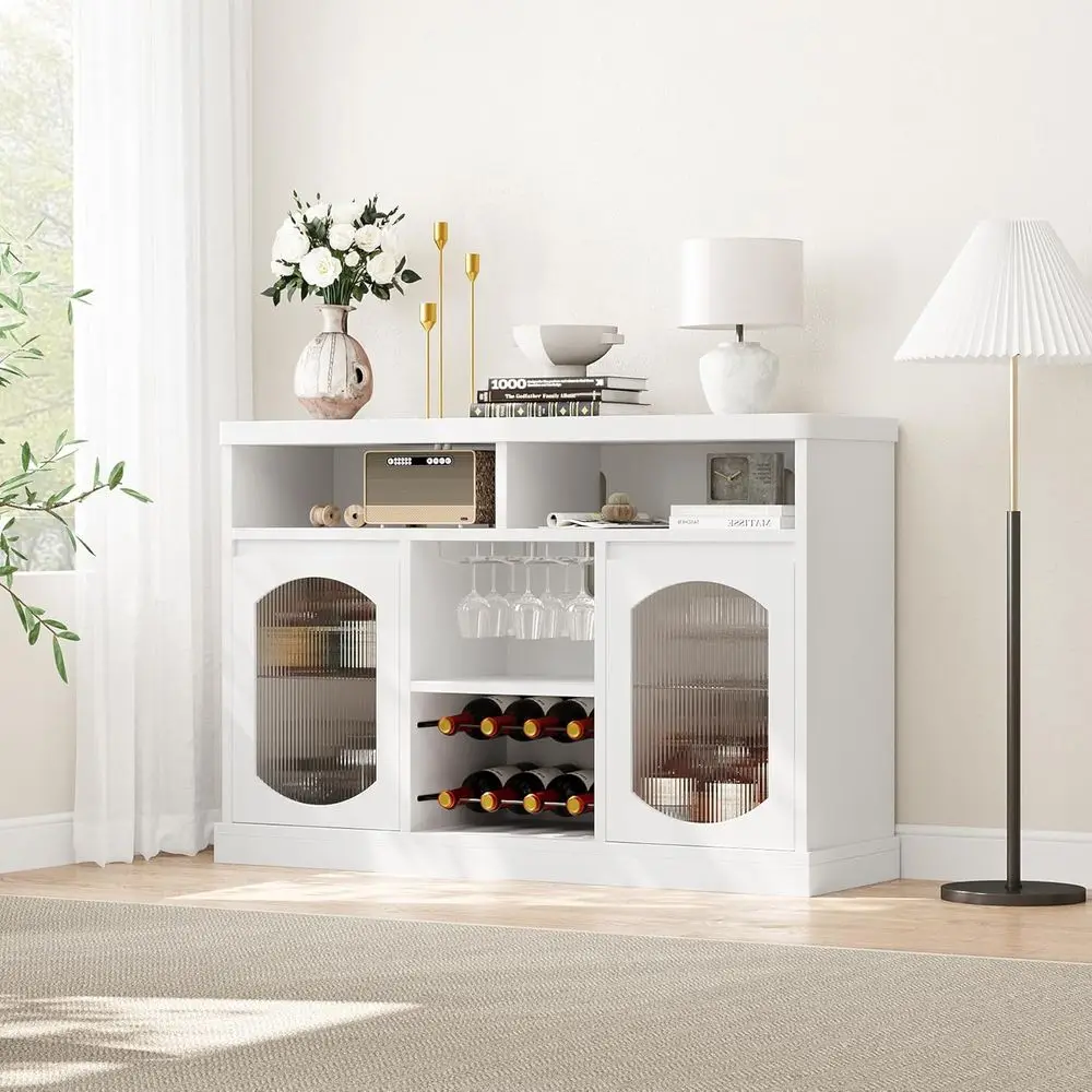 Illuminated White Wine Cabinet with Glass Holder, Adjustable Shelves for Kitchen, Dining, Living Room, 47.25 x 15.55
Illuminated White Wine Cabinet with Glass Holder, Adjustable Shelves for Kitchen, Dining, Living Room, 47.25 x 15.55