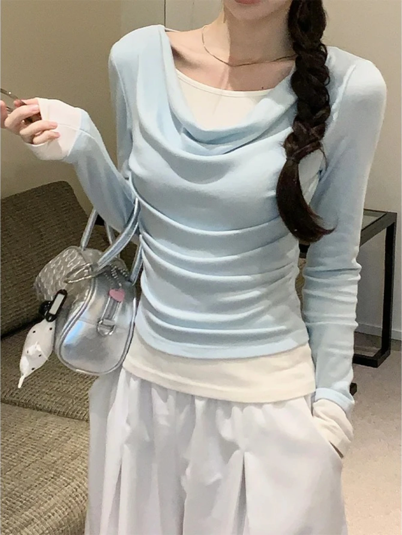 Spring Irregular Collar Women's T-shirts New Autumn Long Sleeve Casual Loose Korean Knitted Shirts Tops Female
Spring Irregular Collar Women's T-shirts New Autumn Long Sleeve Casual Loose Korean Knitted Shirts Tops Female