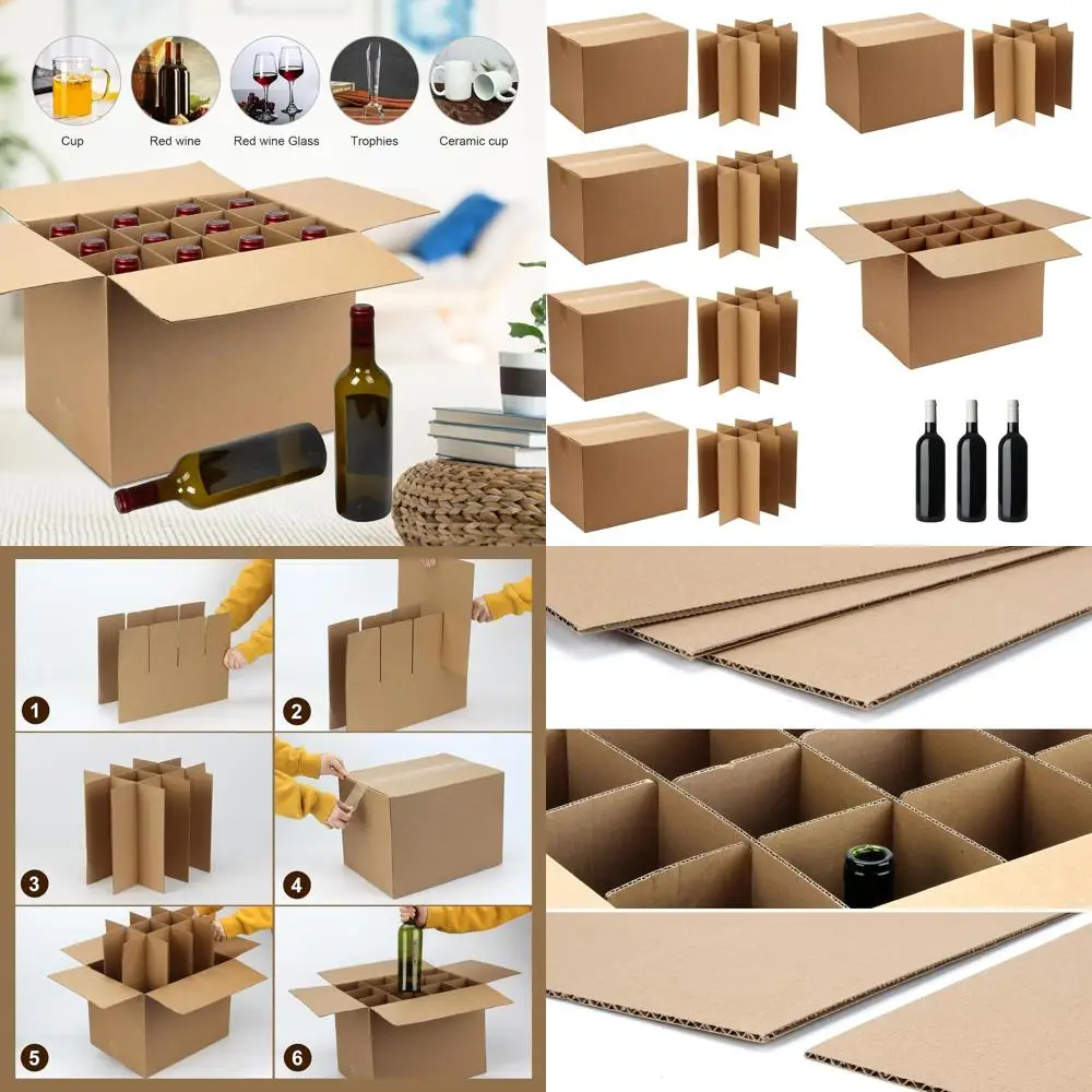 Set of 6 Cardboard Divider Kits for 16x12x12 Inch Moving Boxes - Ideal for Safe Glassware, Dishes, and Wine Bottle Shipping
Set of 6 Cardboard Divider Kits for 16x12x12 Inch Moving Boxes - Ideal for Safe Glassware, Dishes, and Wine Bottle Shipping