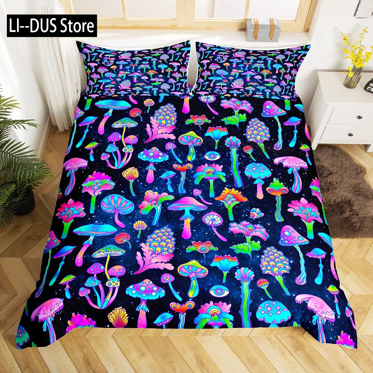 Mushroom Comforter Set 3 Piece, Colorful Mushroom Decor Twin King Size Bedding, Room Decor Comforter for Kids Adults Boys Girls
Mushroom Comforter Set 3 Piece, Colorful Mushroom Decor Twin King Size Bedding, Room Decor Comforter for Kids Adults Boys Girls