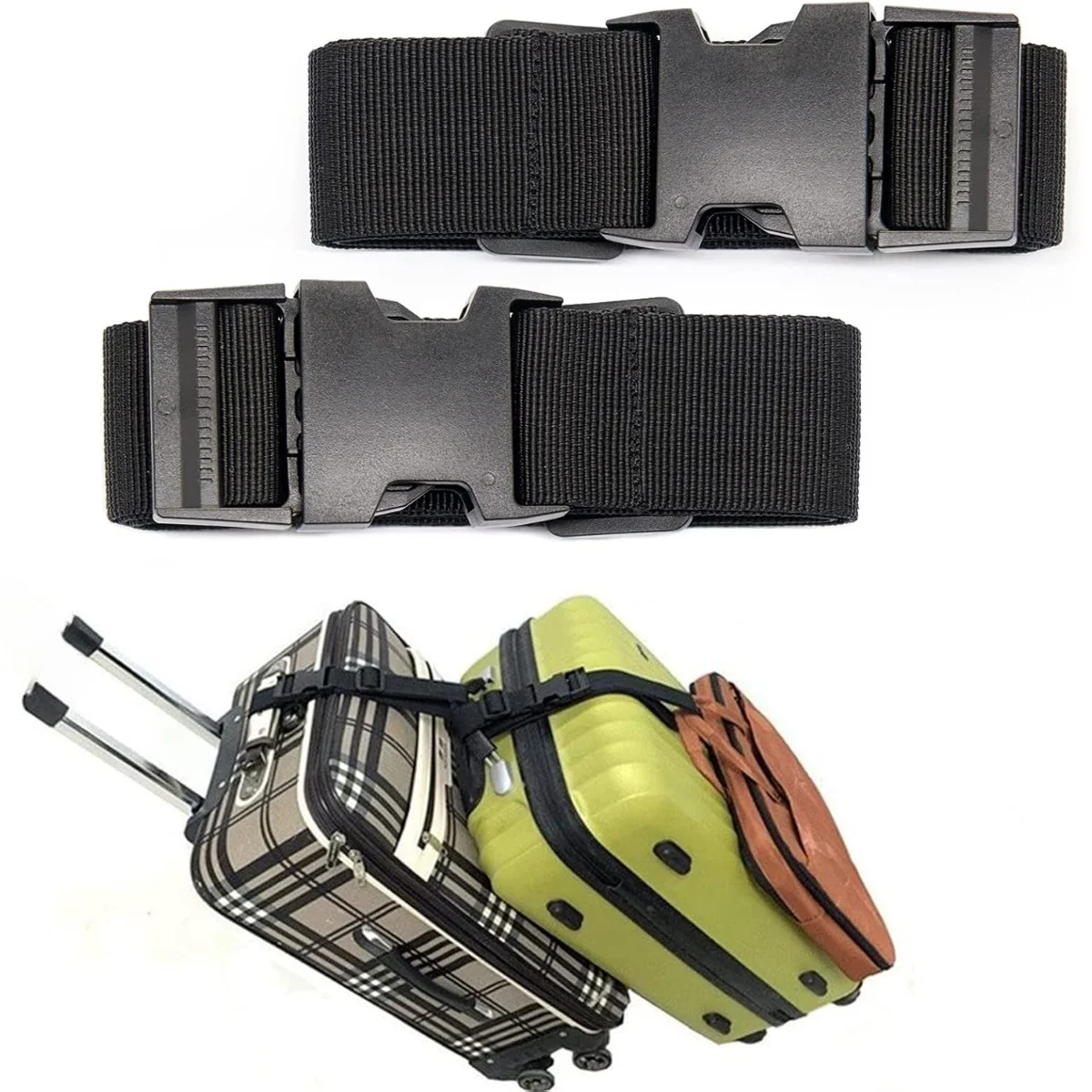 2 Pack Black Luggage Straps, Adjustable Buckle Suitcase Connector Belts, Wear Resistant Flexible Fixing Straps for Connecting Multiple Luggage, Ideal for Family Travel, Road Trips, Camping and Airport Use
2 Pack Black Luggage Straps, Adjustable Buckle Suitcase Connector Belts, Wear Resistant Flexible Fixing Straps for Connecting Multiple Luggage, Ideal for Family Travel, Road Trips, Camping and Airport Use