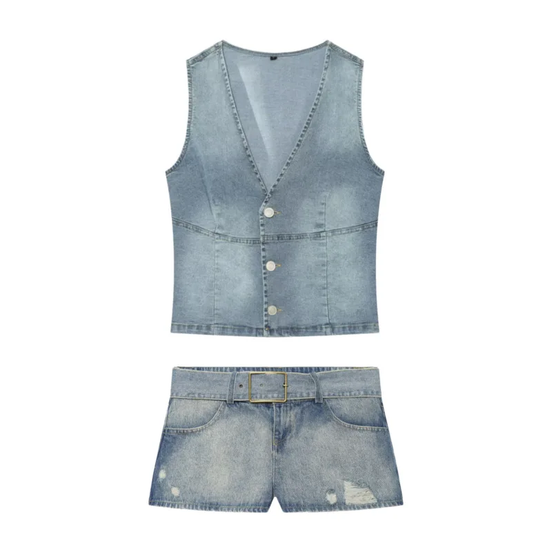 Dave&di V-neck Denim Slim Fit Vest Shorts New Two Piece Set Women's Suit Ropa Mujer
Dave&di V-neck Denim Slim Fit Vest Shorts New Two Piece Set Women's Suit Ropa Mujer