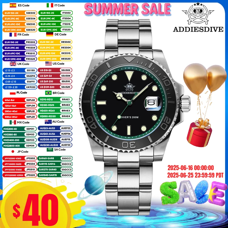 ADDIESDIVE Quartz Steel Watches AD2040 BGW9 Super Luminous 316L Stainless Steel 200M WaterproofMen's Watch
ADDIESDIVE Quartz Steel Watches AD2040 BGW9 Super Luminous 316L Stainless Steel 200M WaterproofMen's Watch