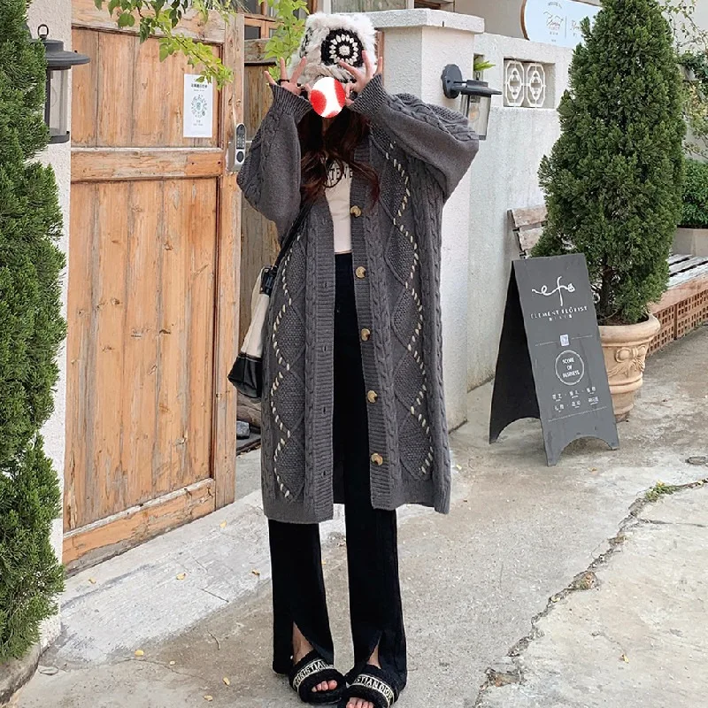 Women Casual Loose Cardigans Sweater Long Sleeve Knitted Coats Female Long Tops Women Streetwear Knitwear Outerwear Sweater Coat
Women Casual Loose Cardigans Sweater Long Sleeve Knitted Coats Female Long Tops Women Streetwear Knitwear Outerwear Sweater Coat