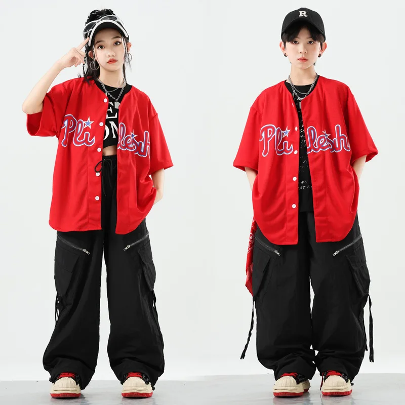 Hip Hop Dance Clothes Girls Boys Baggy Red Shirts Black Pants Short Sleeves Group Street Dance Performance Costume Stage Wear
Hip Hop Dance Clothes Girls Boys Baggy Red Shirts Black Pants Short Sleeves Group Street Dance Performance Costume Stage Wear