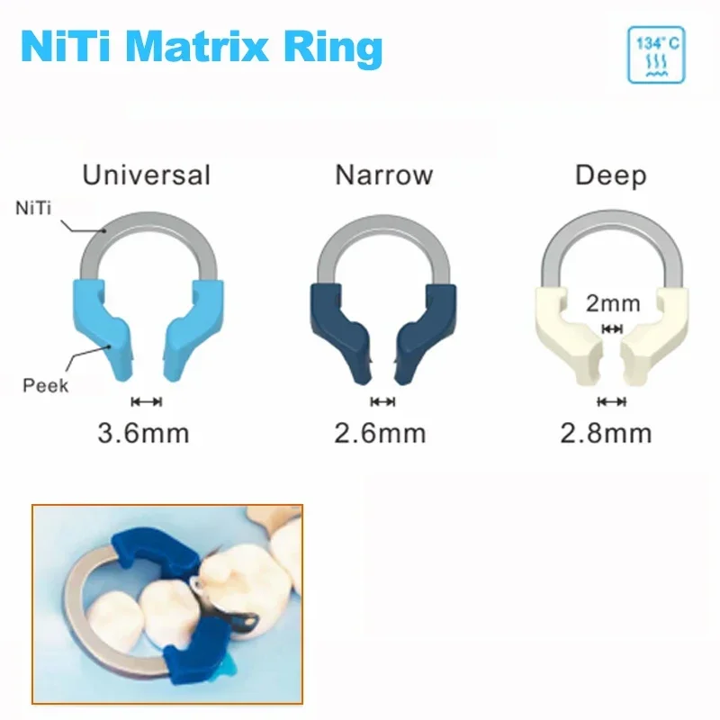 Dentist Material Dental Matrix Bands Niti Clamp Sectional Contoured Matrix System Metal Matrices Nickel Titanium Clamping Ring
Dentist Material Dental Matrix Bands Niti Clamp Sectional Contoured Matrix System Metal Matrices Nickel Titanium Clamping Ring