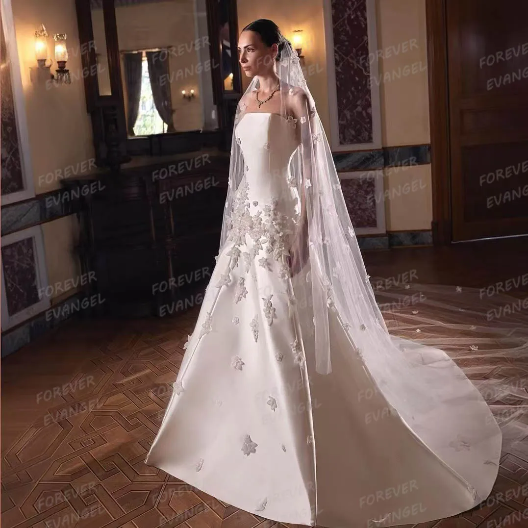 Elegant Wedding Dresses Mermaid Princess Appliques Woman's Strapless Flowers Backless Sleeveless Bride Gowns Vestidos Customized
Elegant Wedding Dresses Mermaid Princess Appliques Woman's Strapless Flowers Backless Sleeveless Bride Gowns Vestidos Customized