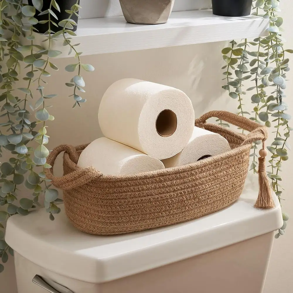 Decorative Toilet Paper Basket – Beautiful Bathroom Organizer or Toilet Tank Storage Decor – Boho Jute Cotton Rope Bin with Tass
Decorative Toilet Paper Basket – Beautiful Bathroom Organizer or Toilet Tank Storage Decor – Boho Jute Cotton Rope Bin with Tass