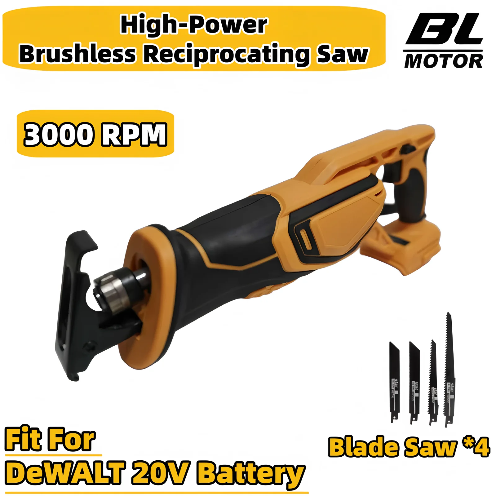 For DeWALT Battery Brushless Reciprocating Saw High-Power Electric Cutting Saber Saw Cutting Machine Power Tool With 4 Blade Saw
For DeWALT Battery Brushless Reciprocating Saw High-Power Electric Cutting Saber Saw Cutting Machine Power Tool With 4 Blade Saw