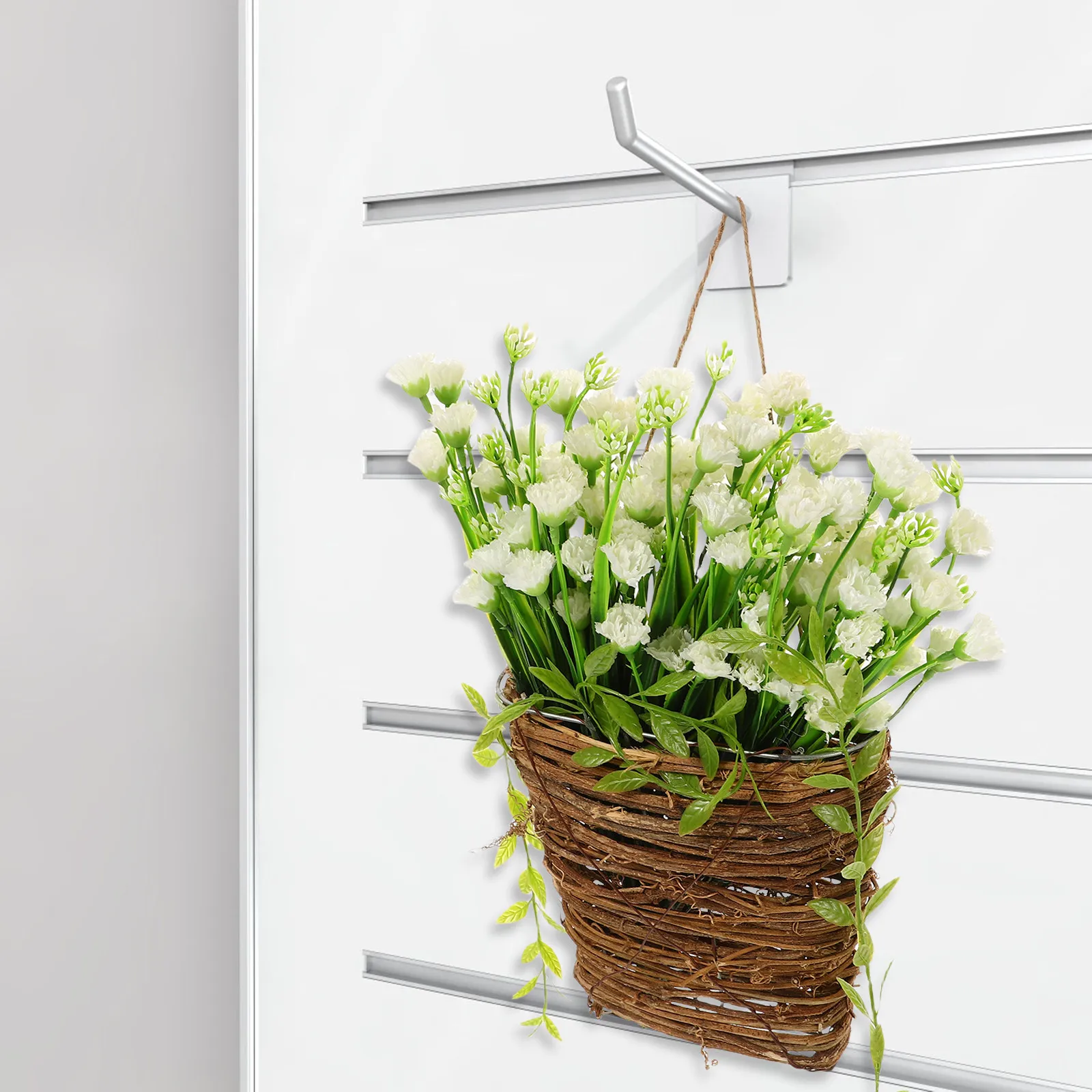 Artificial White Floral Hanging Basket Round Door Hanger for Front Door Outdoor Indoor Wall Hanging Flower Basket Home Garden
Artificial White Floral Hanging Basket Round Door Hanger for Front Door Outdoor Indoor Wall Hanging Flower Basket Home Garden