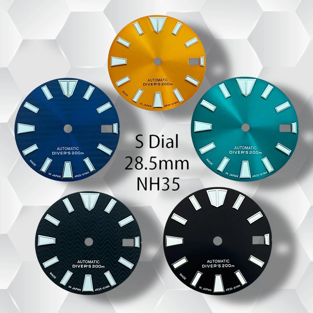 28.5mm S Logo Wave Dial Suitable for NH35/NH36 Movement Strong C3 Green Luminous High-Quality Watch Modification Accessories
28.5mm S Logo Wave Dial Suitable for NH35/NH36 Movement Strong C3 Green Luminous High-Quality Watch Modification Accessories