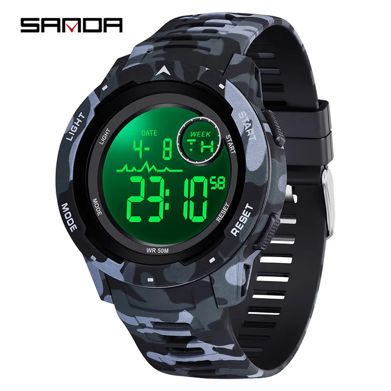 SANDA 2185 Men's Electronic Watch Camouflage Trendy Cool Alarm Clock Multi functional Silicone Strap Watch for Male
SANDA 2185 Men's Electronic Watch Camouflage Trendy Cool Alarm Clock Multi functional Silicone Strap Watch for Male