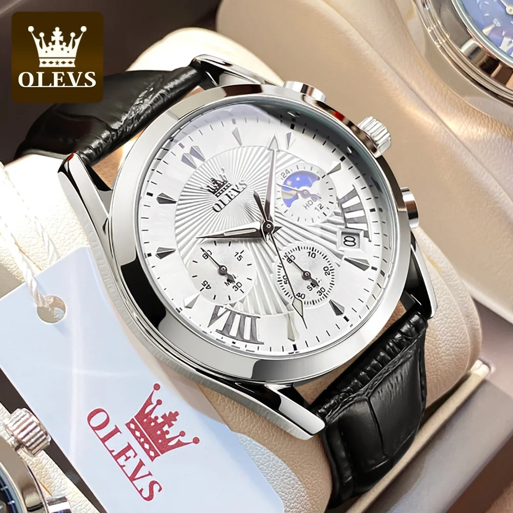 OLEVS Men's Watches Highend Business Leather Strap Chornograph Quartz Wristwatch Original Brands Fashion Dress nens Stop Watch
OLEVS Men's Watches Highend Business Leather Strap Chornograph Quartz Wristwatch Original Brands Fashion Dress nens Stop Watch
