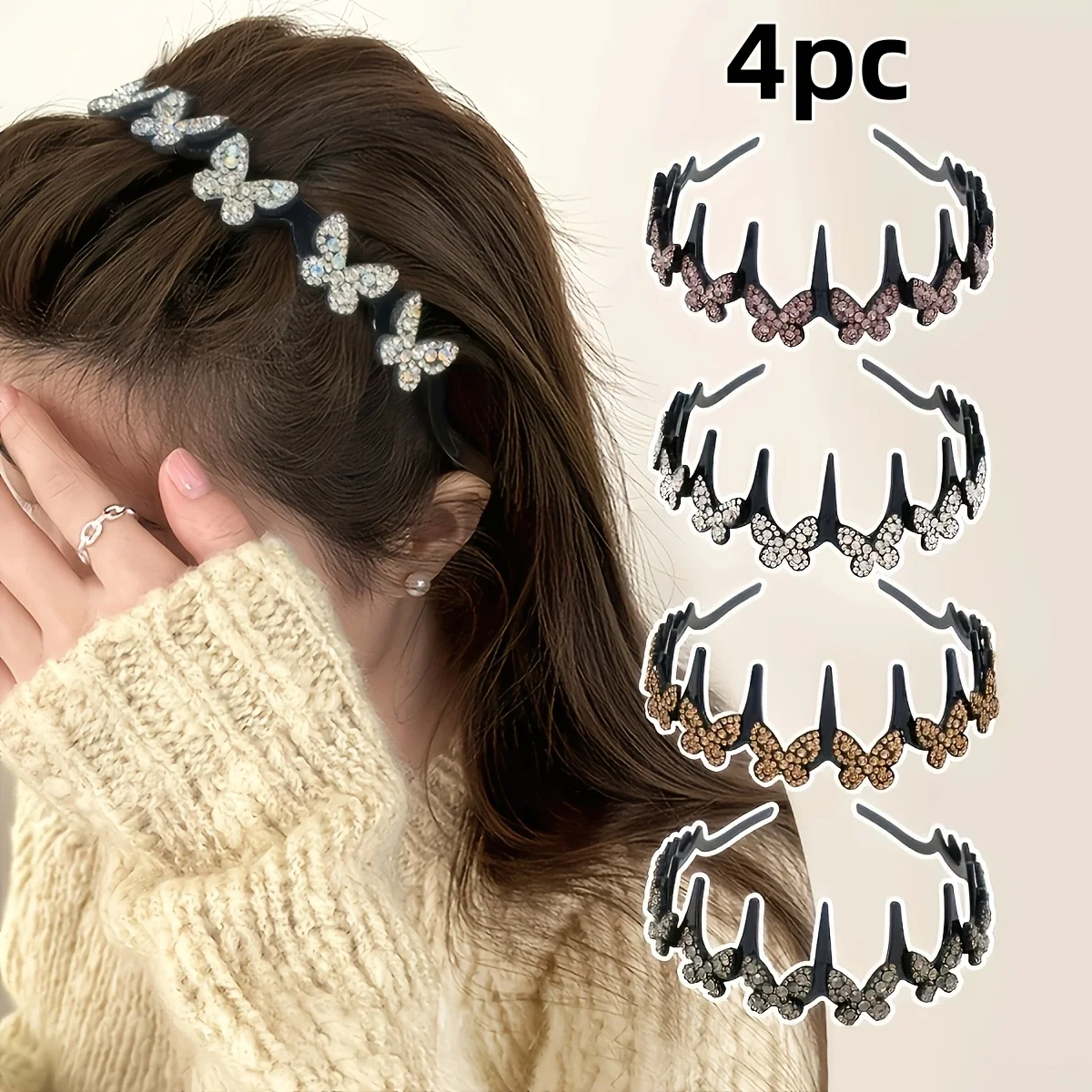 4Pcs, a set of 4 ladies headbands, with high-end design and butterfly decoration, is the perfect gift for ladies
4Pcs, a set of 4 ladies headbands, with high-end design and butterfly decoration, is the perfect gift for ladies