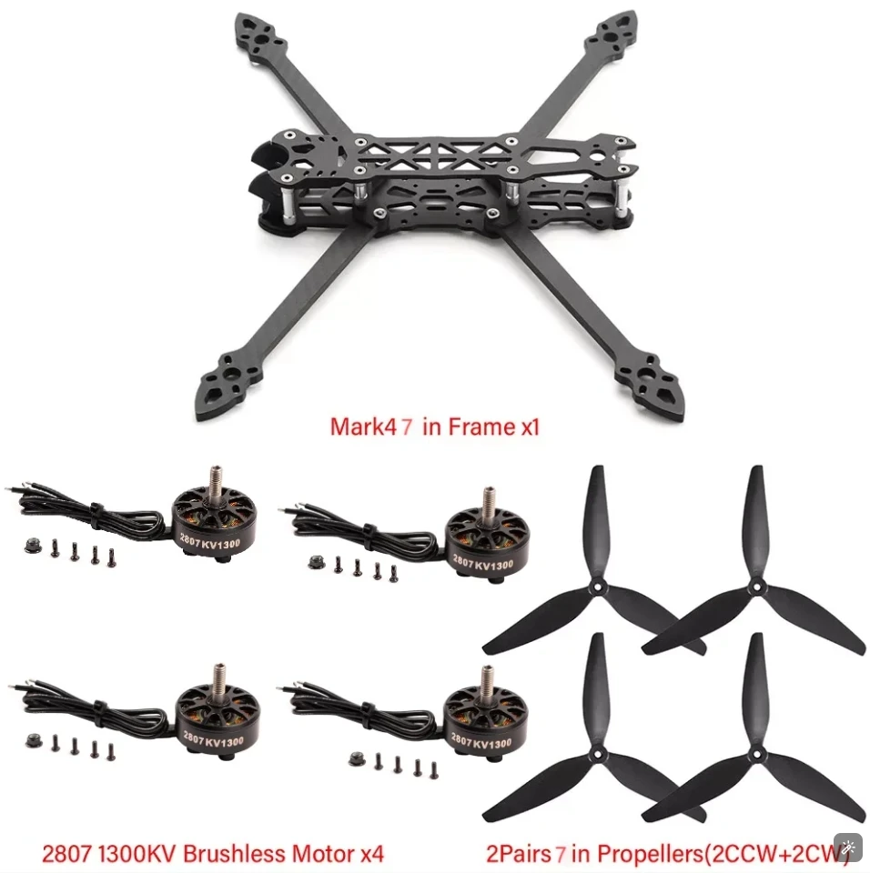 Mark4 7-Inch Drone Full Carbon Fiber Frame 295mm Wheelbase 5mm Arm 2807 1300KV Brushless Motor 7-Inch Propeller for 7-Inch Drone
Mark4 7-Inch Drone Full Carbon Fiber Frame 295mm Wheelbase 5mm Arm 2807 1300KV Brushless Motor 7-Inch Propeller for 7-Inch Drone