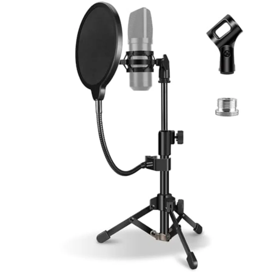 Mic Stand Desk, Table Mic Tripod Desktop Mic Stand Height Adjustable Small Microphone Stand for Desk with Pop Filter Shock Moun
Mic Stand Desk, Table Mic Tripod Desktop Mic Stand Height Adjustable Small Microphone Stand for Desk with Pop Filter Shock Moun