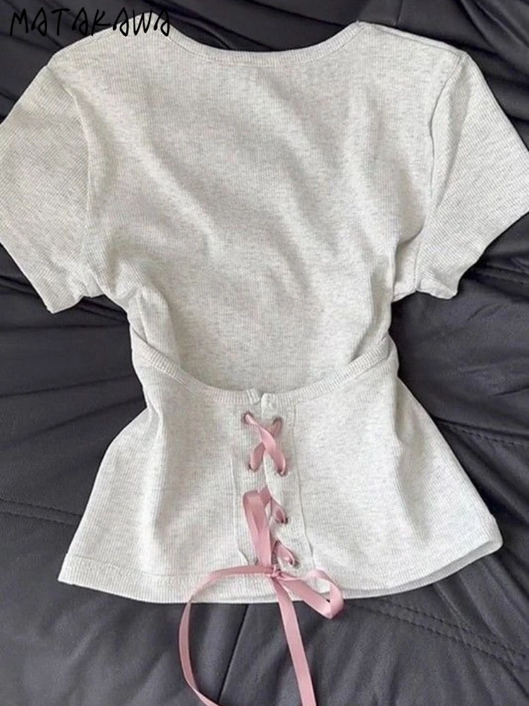 Matakawa Bandage Bows Короткие футболки Y2k Одежда Весна Лето Сексуальная Ретро Футболка для Женщин Мода Slim Ropa De Mujer
Matakawa Bandage Bows Короткие футболки Y2k Одежда Весна Лето Сексуальная Ретро Футболка для Женщин Мода Slim Ropa De Mujer