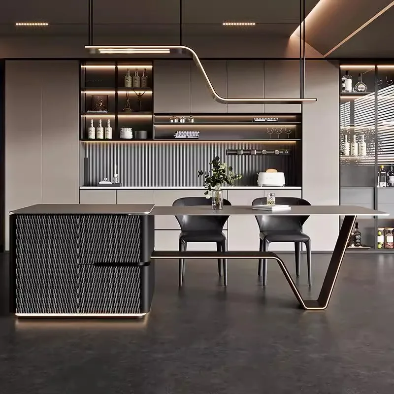 Original Italian minimalist stainless steel island dining table integrated retractable high-end custom light luxury middle
Original Italian minimalist stainless steel island dining table integrated retractable high-end custom light luxury middle