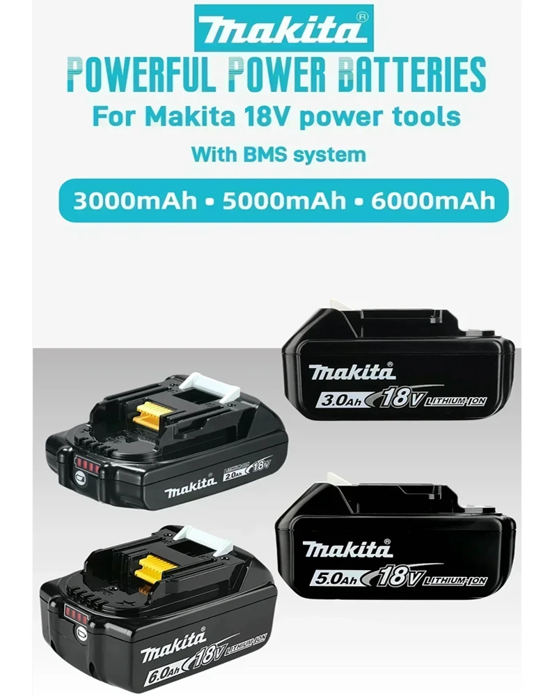 100% original Makita battery,18V 2Ah6Ah rechargeable battery, replacing Makita 1860B BL1830BL1840BL1850BL power tool battery
100% original Makita battery,18V 2Ah6Ah rechargeable battery, replacing Makita 1860B BL1830BL1840BL1850BL power tool battery
