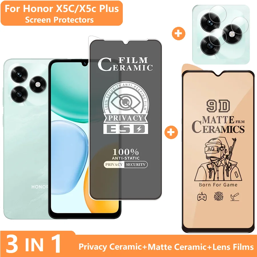 3-in-1 Anti Shatter Screen Protector for Honor X5c X5C plus Tempered Glass Privacy Film & Soft Ceramic Matte Film & Lens Film
3-in-1 Anti Shatter Screen Protector for Honor X5c X5C plus Tempered Glass Privacy Film & Soft Ceramic Matte Film & Lens Film