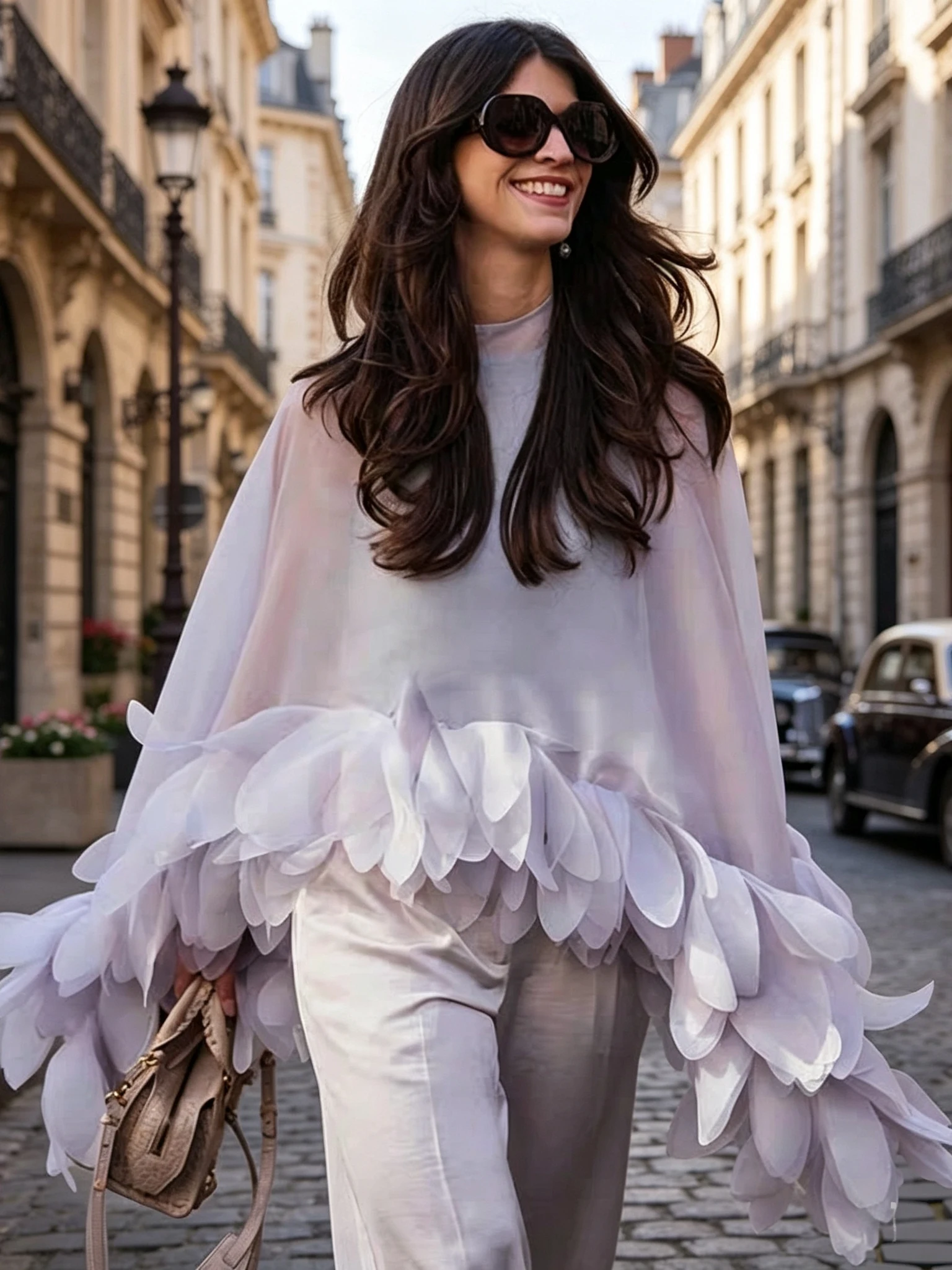 Romantic Purple Petal See-through Cowl Neck Gown Style Cover up Loose Fit Breathable Long Sleeve Women's Shirt French Style
Romantic Purple Petal See-through Cowl Neck Gown Style Cover up Loose Fit Breathable Long Sleeve Women's Shirt French Style