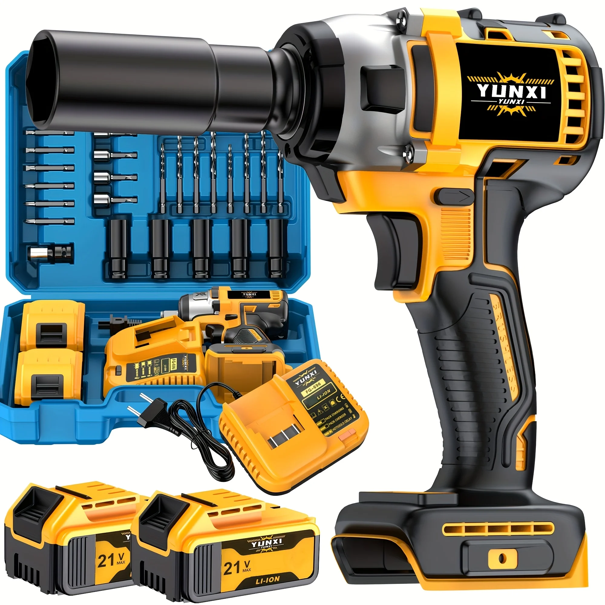 Cordless Impact Wrench Kit, Impact Wrench with Charger, Lithium-Ion Wrench, Portable, Fast Charger - Electric Tools Suitable for Home And Car Maintenance And Repair Use
Cordless Impact Wrench Kit, Impact Wrench with Charger, Lithium-Ion Wrench, Portable, Fast Charger - Electric Tools Suitable for Home And Car Maintenance And Repair Use