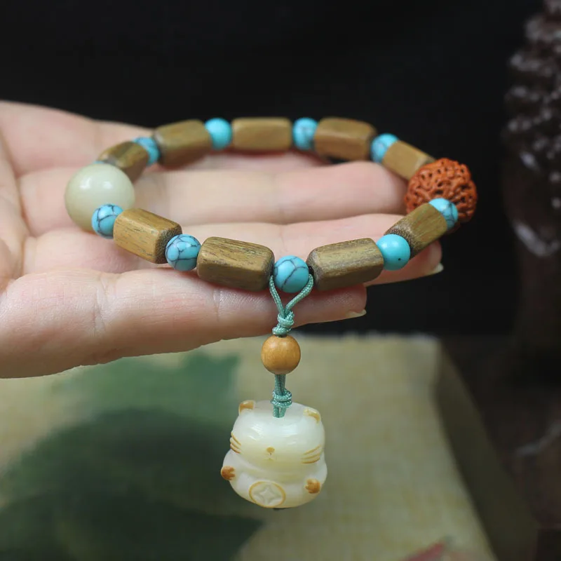 Green Sandalwood Rectangle Beaded Bracelet with Charred Cat Charm Unisex Hand Jewelry Crafts Gifts
Green Sandalwood Rectangle Beaded Bracelet with Charred Cat Charm Unisex Hand Jewelry Crafts Gifts