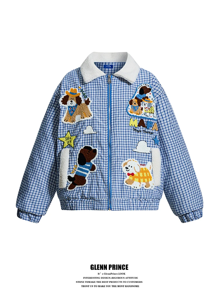 Warm Plaid Cotton Jaet with Embroidery Patch Loose Fit Youth Faionable Dog Collar Coat Thi Outerwear for Daily Wear
Warm Plaid Cotton Jaet with Embroidery Patch Loose Fit Youth Faionable Dog Collar Coat Thi Outerwear for Daily Wear