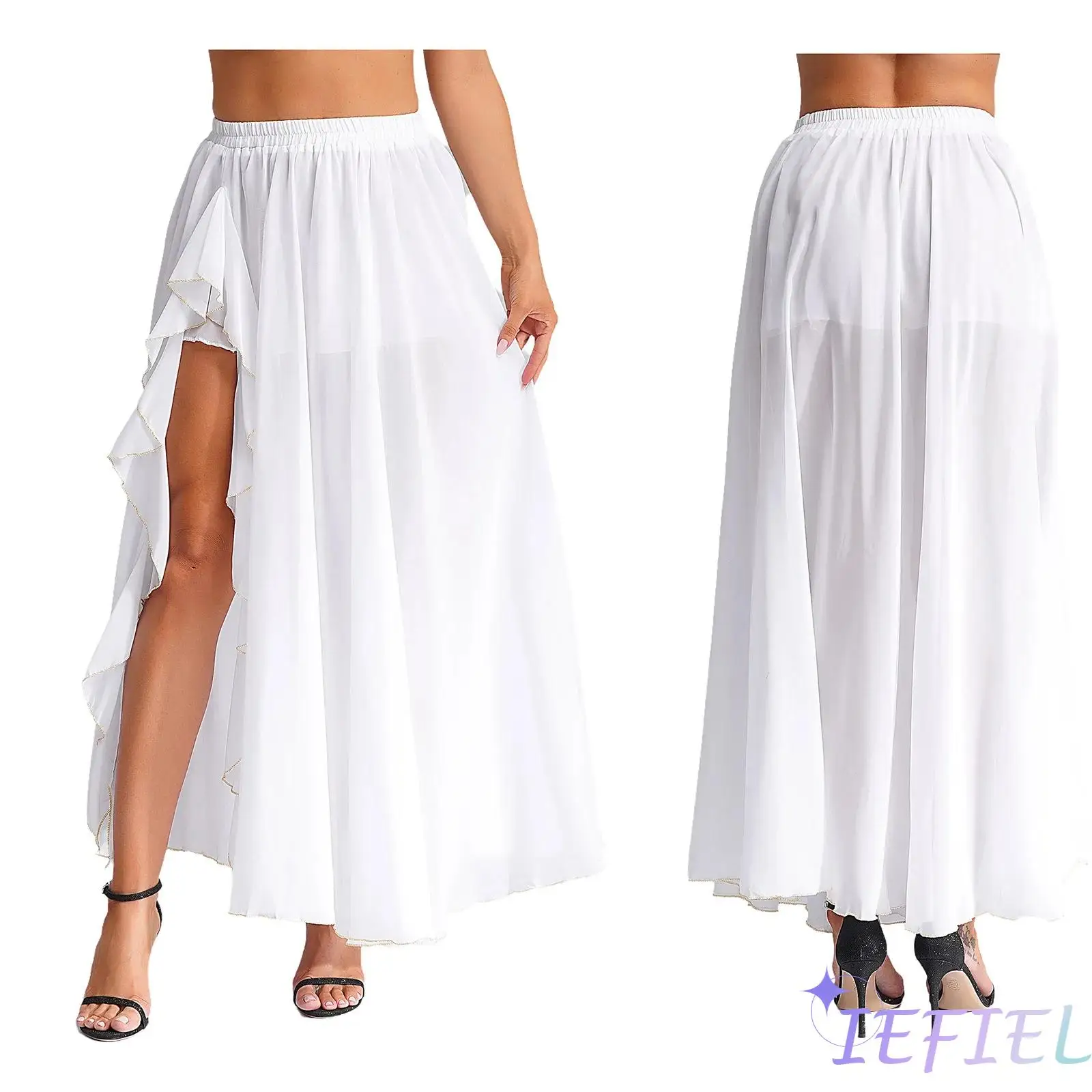 Women Belly Dance Flowy Chiffon Skirt Masquerade Party Cascading Ruffles Side Split Swing Skirt Cha-cha Laitn Dance Costume
Women Belly Dance Flowy Chiffon Skirt Masquerade Party Cascading Ruffles Side Split Swing Skirt Cha-cha Laitn Dance Costume