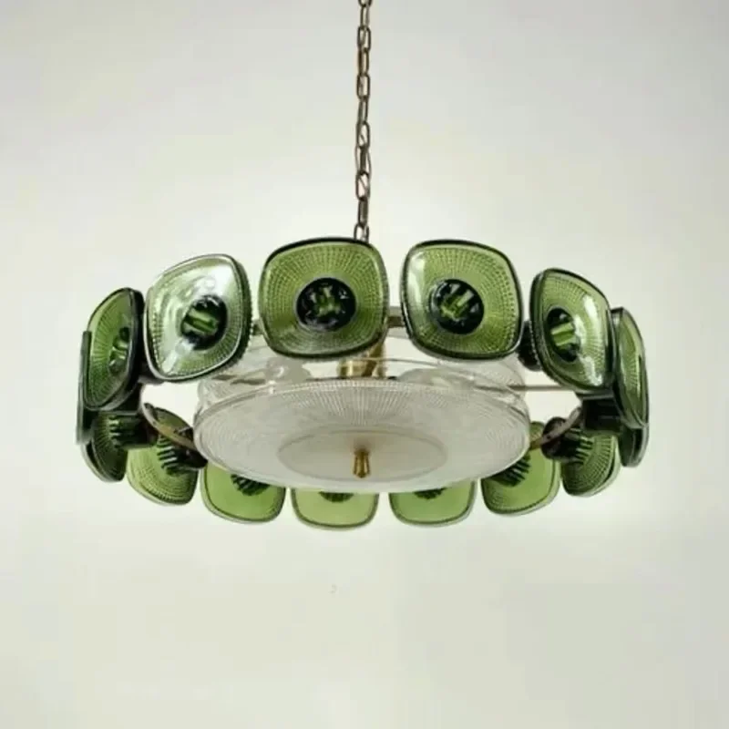 GHEUVNJ French green glass pendant light, room master bedroom crystal light, American modern luxury living room retro dining ro
GHEUVNJ French green glass pendant light, room master bedroom crystal light, American modern luxury living room retro dining ro