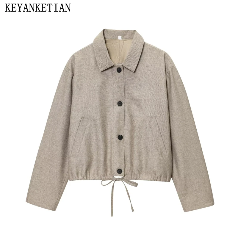 KEYANKETIAN 2025 Autumn New Women's Drawstring Decoration Pilot Lapel Jacket Short Coat Leisure style Single Breasted Loose Top
KEYANKETIAN 2025 Autumn New Women's Drawstring Decoration Pilot Lapel Jacket Short Coat Leisure style Single Breasted Loose Top