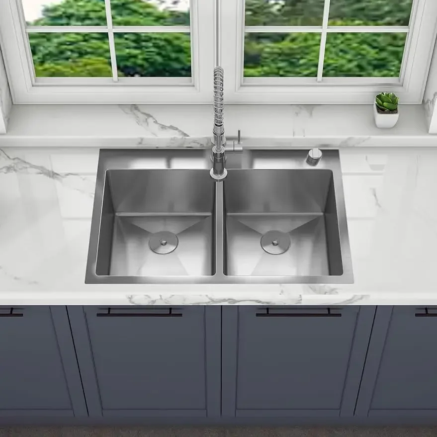 Sinber 33 x 22 x 9 дюймов Кухонная мойка с двойной чашей и атласной отделкой из нержавеющей стали 304 калибра HT3322D-9-S (только раковина)
Sinber 33 x 22 x 9 дюймов Кухонная мойка с двойной чашей и атласной отделкой из нержавеющей стали 304 калибра HT3322D-9-S (только раковина)