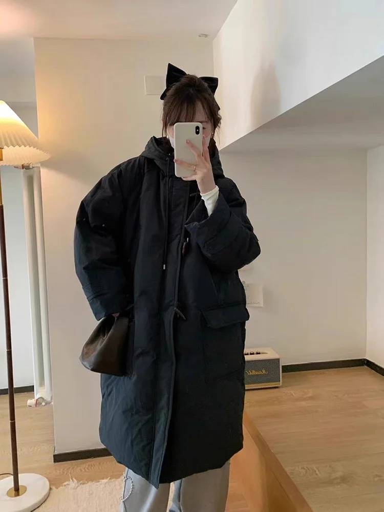 Goose down Puffer Jacket Long Loose Fit with Hooded Button Detail Casual Style Women's Winter Coat Warm Thickened
Goose down Puffer Jacket Long Loose Fit with Hooded Button Detail Casual Style Women's Winter Coat Warm Thickened
