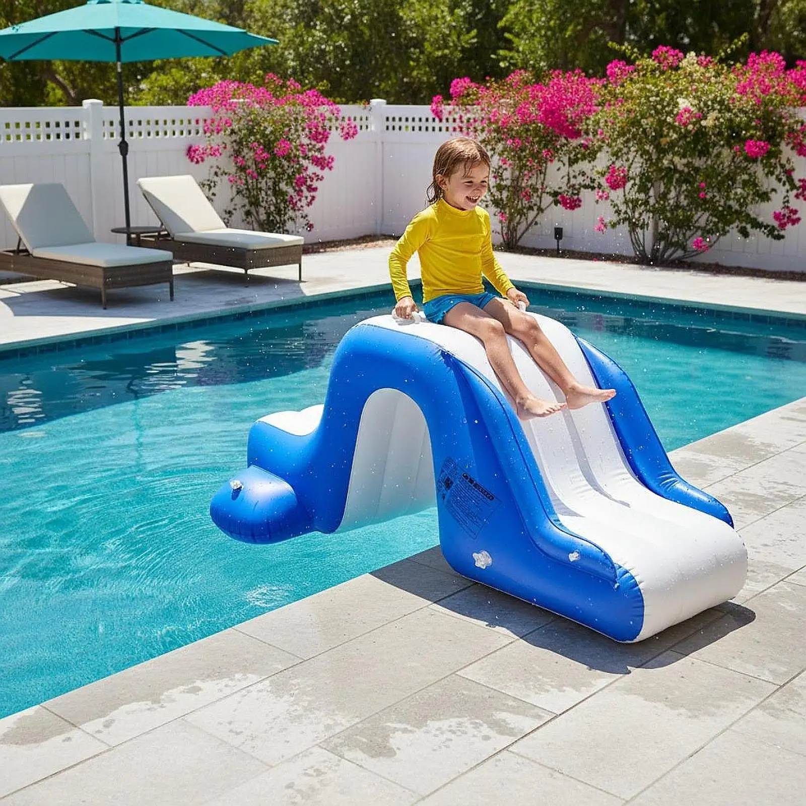 Inflatable Pool Slide widening Steps Inflatable Play Center Swimming Water Slide for on Top of Ground Pool Yard Summer Parties
Inflatable Pool Slide widening Steps Inflatable Play Center Swimming Water Slide for on Top of Ground Pool Yard Summer Parties
