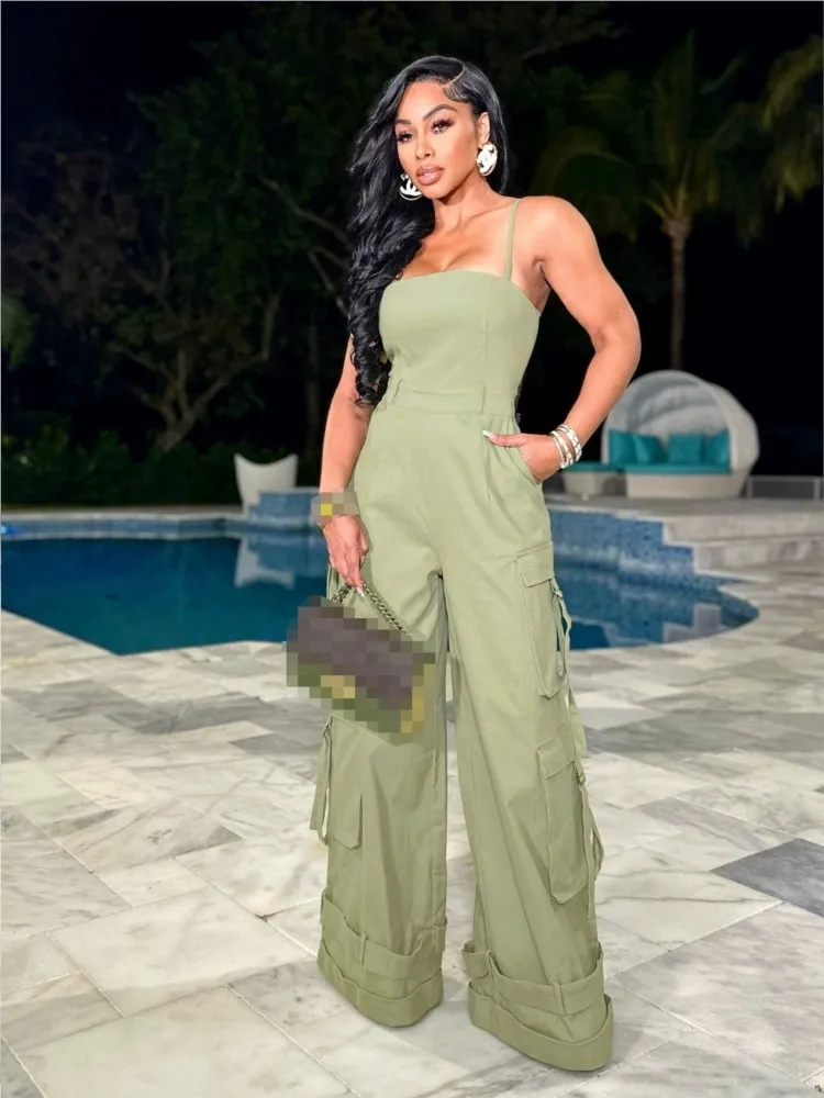 2025 Spring Summer New Women's Sexy Sleeveless Skincare Casual Multi Pocket Workwear Jumpsuit Wide Leg Jumpsuit
2025 Spring Summer New Women's Sexy Sleeveless Skincare Casual Multi Pocket Workwear Jumpsuit Wide Leg Jumpsuit