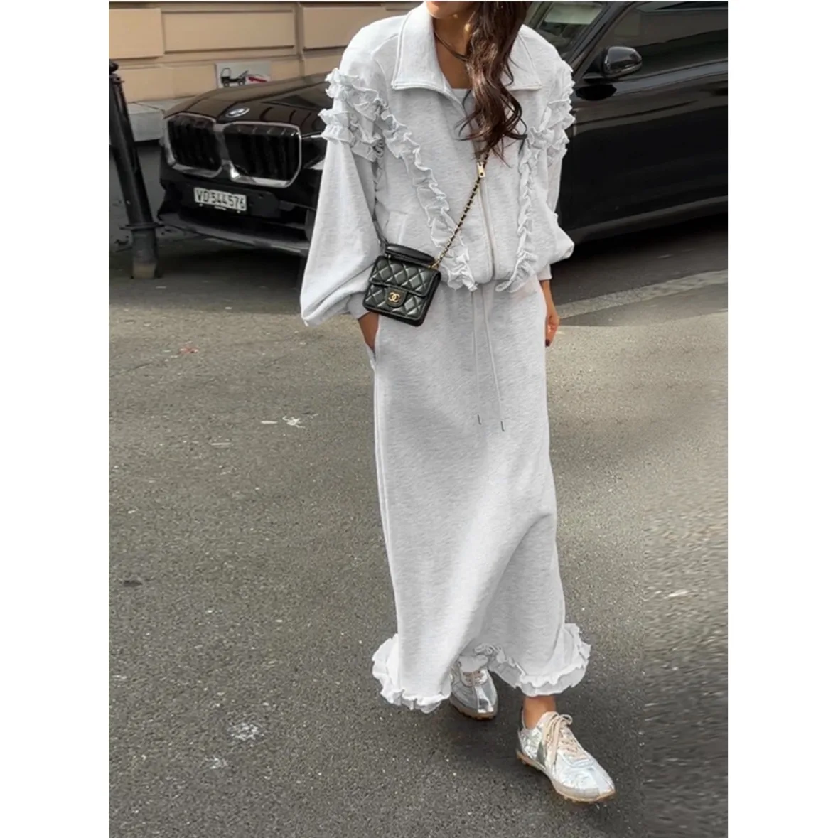 Fashionable Zipper Long Sleeve Set Women's High Waist Skirt Two Piece Ensemble Spring New Style Wood Grain Design
Fashionable Zipper Long Sleeve Set Women's High Waist Skirt Two Piece Ensemble Spring New Style Wood Grain Design