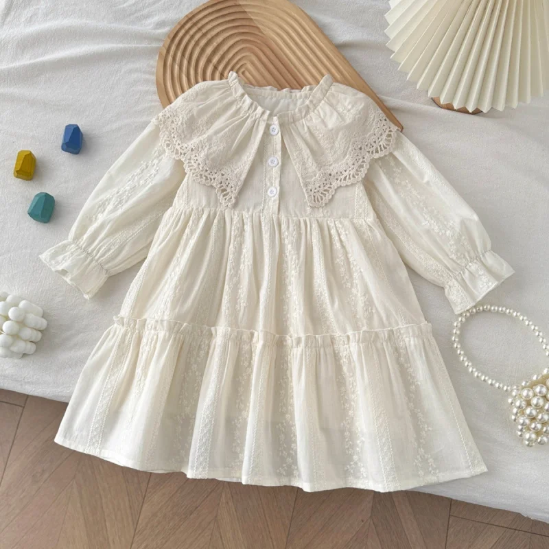 New Lace Trim Doll Collar Long Sleeve Korean Style Pure Cotton Princess Dress for Girls
New Lace Trim Doll Collar Long Sleeve Korean Style Pure Cotton Princess Dress for Girls