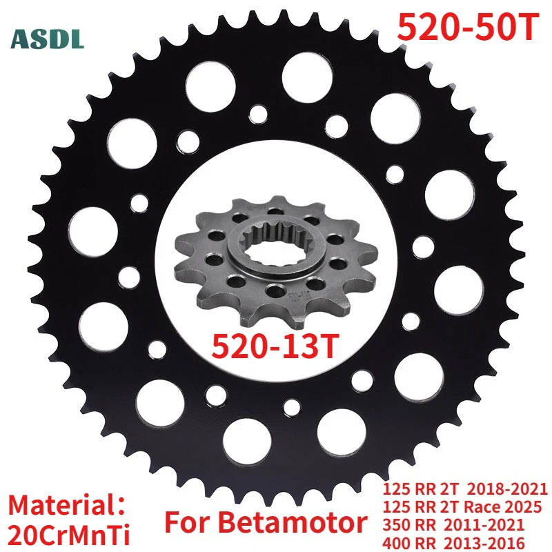 520 13T 50T Motorcycle Front Rear Sprockets for Betamotor 125 RR 2T 2018-2021 125RR 2T Race 2025 350 RR 2011-2021 400 RR 13-2016
520 13T 50T Motorcycle Front Rear Sprockets for Betamotor 125 RR 2T 2018-2021 125RR 2T Race 2025 350 RR 2011-2021 400 RR 13-2016