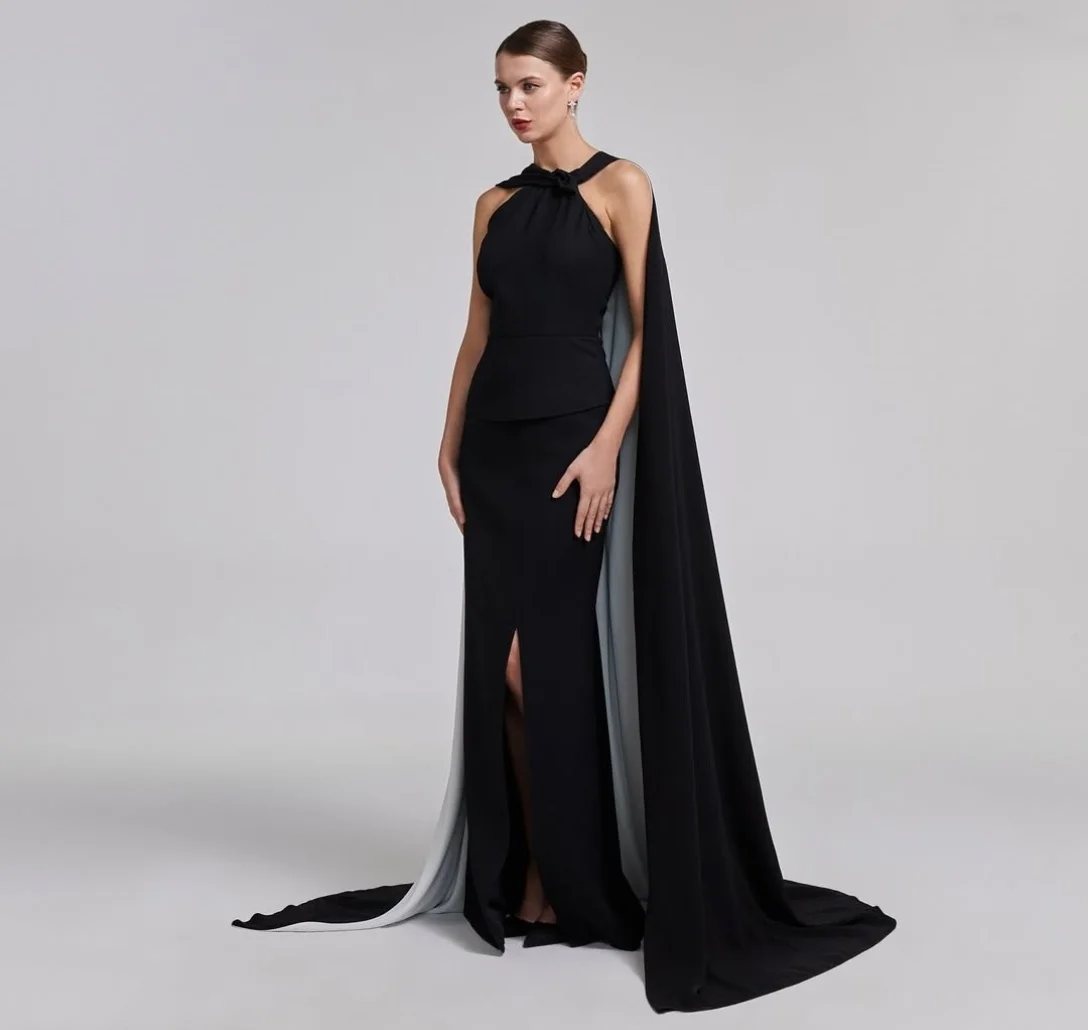 Customized Elegant Long Black Chiffon Evening Dresses Mermaid Halter Neck Zipper Back Vestidos de noche Prom Dresses for Women
Customized Elegant Long Black Chiffon Evening Dresses Mermaid Halter Neck Zipper Back Vestidos de noche Prom Dresses for Women