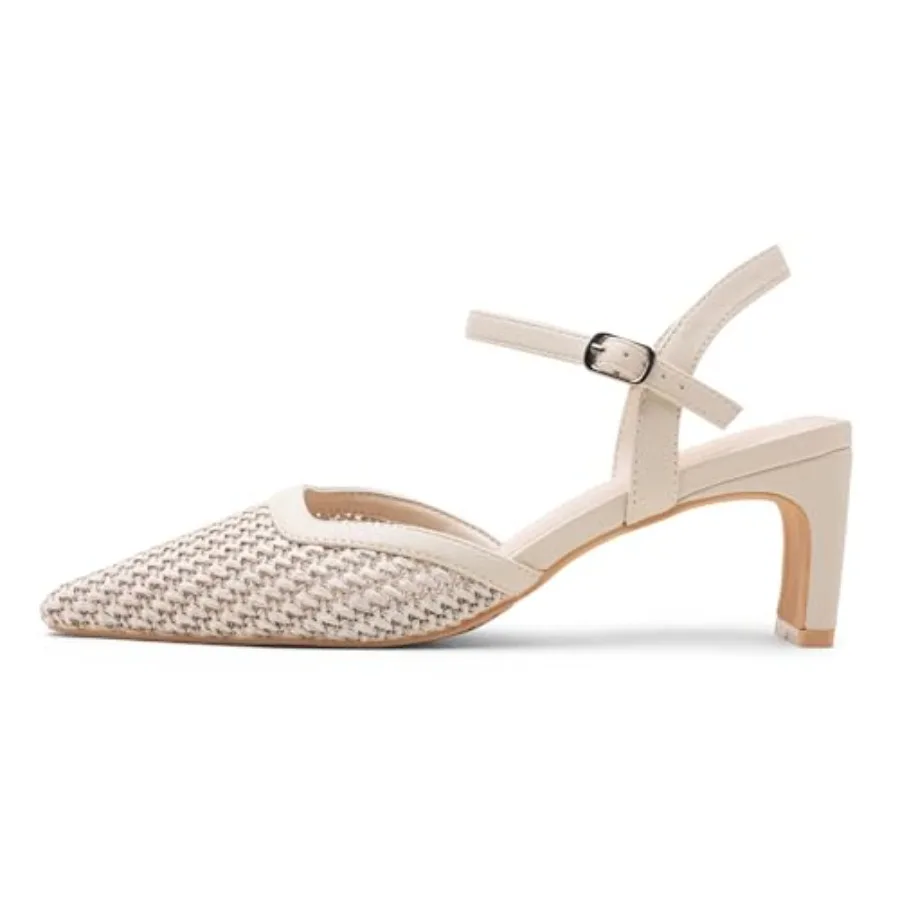 Vepose Women's Mesh Woven Raffia Pointed Toe Pumps, Ankle Strap Closed Toe - Approx 3 Inch Slim Block Heels, Dressy Business Ca
Vepose Women's Mesh Woven Raffia Pointed Toe Pumps, Ankle Strap Closed Toe - Approx 3 Inch Slim Block Heels, Dressy Business Ca