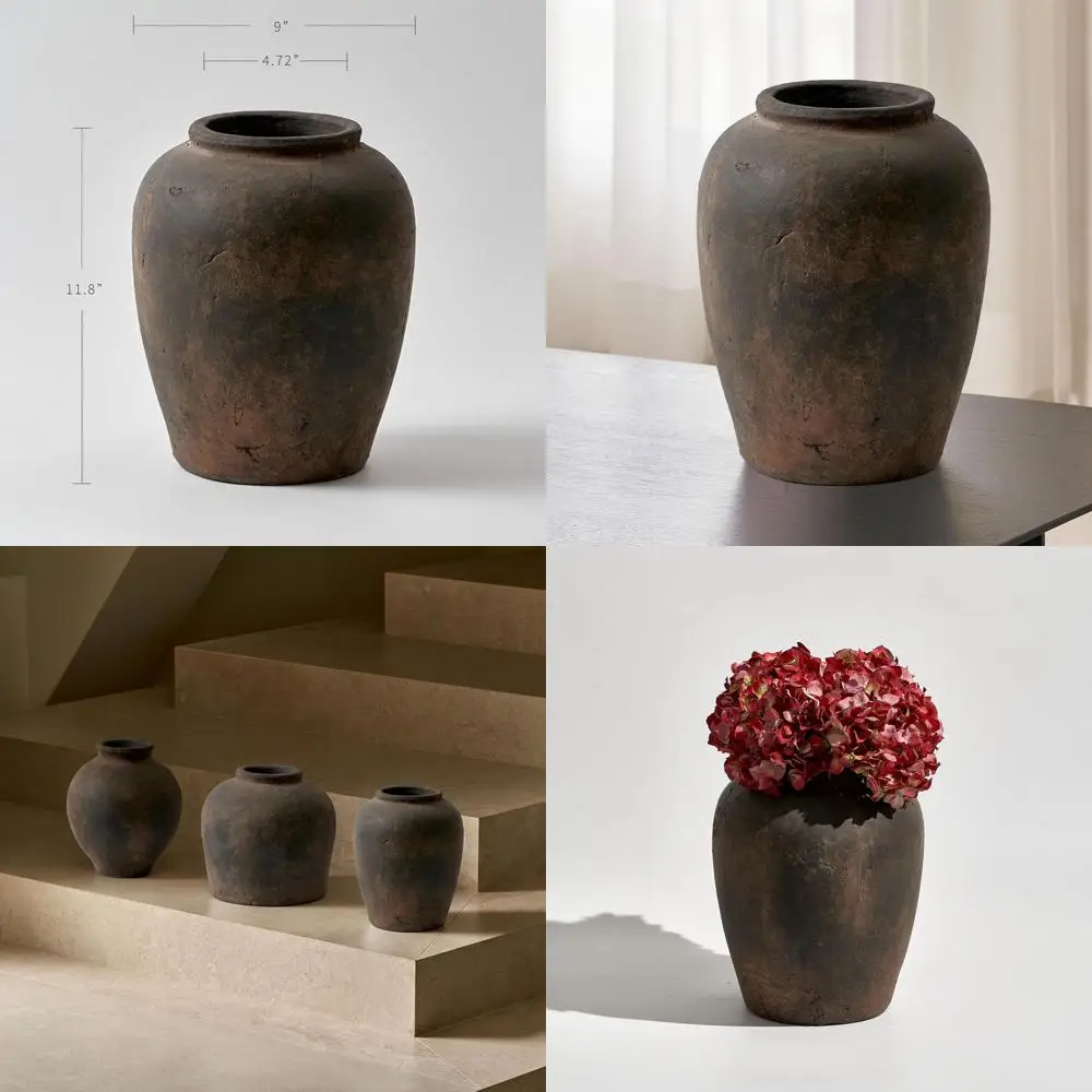 Eleven Inch High Brown Ceramic Zen Vase, Terra Cotta Pitcher, Rustic Farmhouse Style Decorative Flower Pot for Home
Eleven Inch High Brown Ceramic Zen Vase, Terra Cotta Pitcher, Rustic Farmhouse Style Decorative Flower Pot for Home
