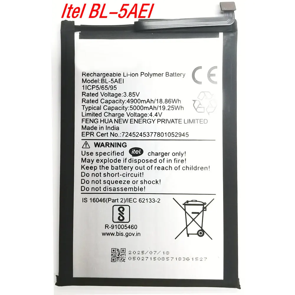 3.85V 5000mAh New BL-5AEI Genuine Replacement Battery for Itel Mobile Phone 1ICP5/65/95
3.85V 5000mAh New BL-5AEI Genuine Replacement Battery for Itel Mobile Phone 1ICP5/65/95