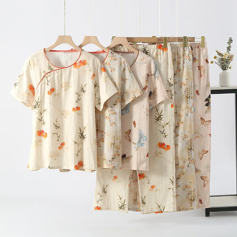 Summer Pajamas Pyjamas Set For Women Nightie Gift Female Short Sleeve Sleepwear Cotton Room Wear Women's Clothing Set
Summer Pajamas Pyjamas Set For Women Nightie Gift Female Short Sleeve Sleepwear Cotton Room Wear Women's Clothing Set
