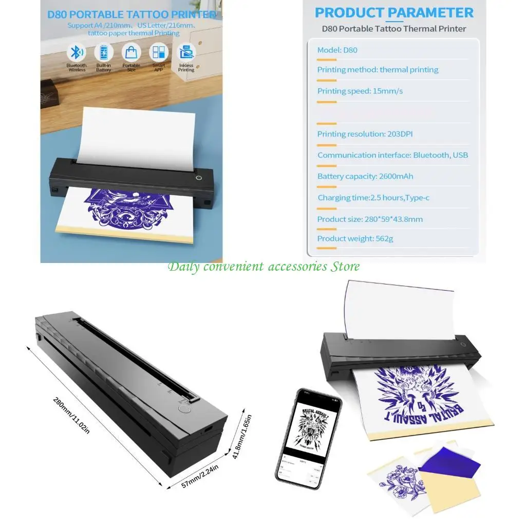 97QB Universal Thermals Tattooes Printer Bluetooth-compatible Wireless Connectivities Long Runtimes
97QB Universal Thermals Tattooes Printer Bluetooth-compatible Wireless Connectivities Long Runtimes